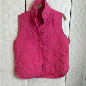 Quilted Sleeveless Puffer Vest in Bright Pink